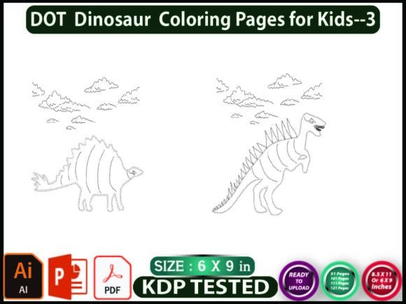 Dinosaur DOT Coloring Pages for Kids and KDP